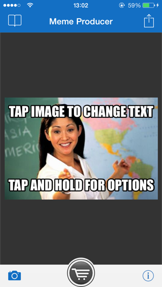 Pantalla principal de MEME PRODUCER fotos divertidas desde tu iPhone y iPad