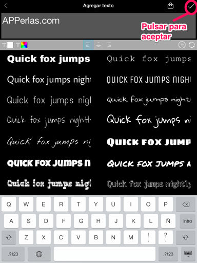 escribir texto y aceptar poner marcas de agua con el iPhone, iPod Touch