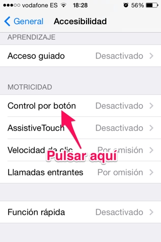 pulsar en control por botón controlar el iPhone moviendo la cabeza 2