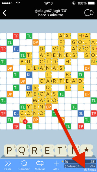 fichas que quedan Cómo saber las letras de nuestro rival en Apalabrados