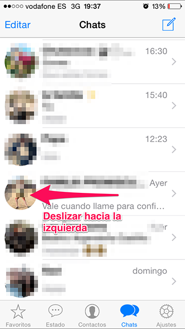 deslizar a izquierda silenciar un grupo 1