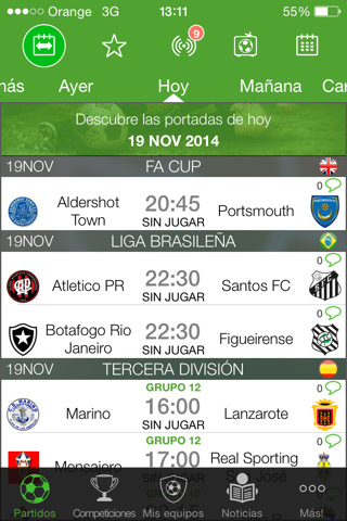 Resultados de fútbol 1