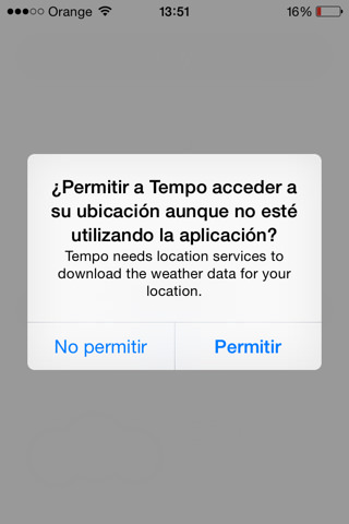 Permite que la app te ubique App del tiempo
