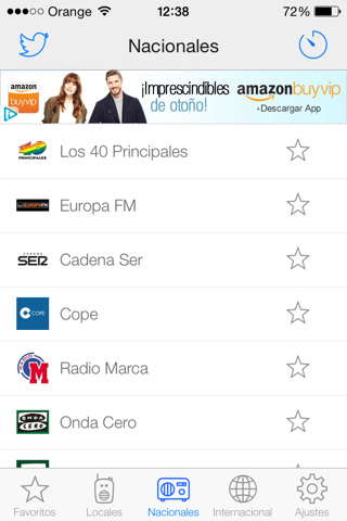 Radios FM España interfaz Radios FM España para iPhone