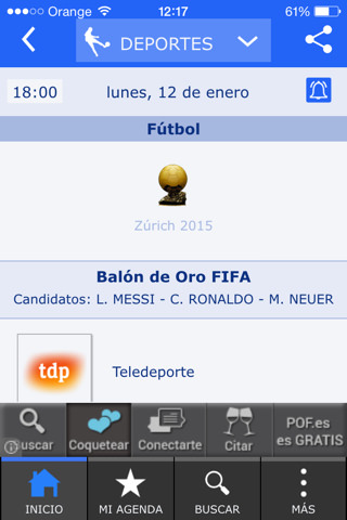 Activa las alertas Información de Deporte televisado en tu iPhone y iPad
