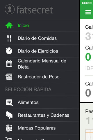 Menú Contador de calorías para iPad